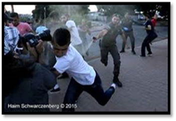Israelis using pepper spray against Palestinians
